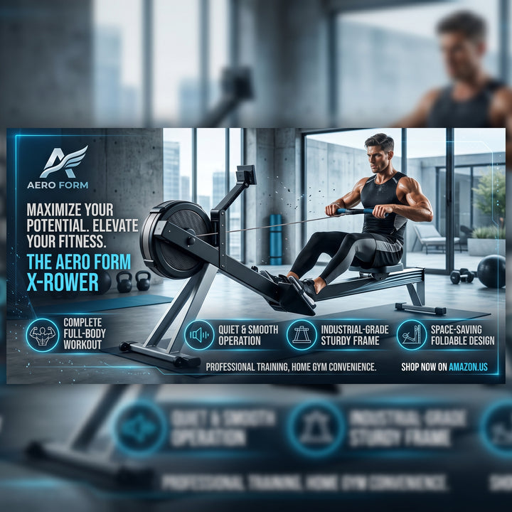 Foldable Rowing Machine, Full Body Workout Rower for Home Gym & Cardio Training