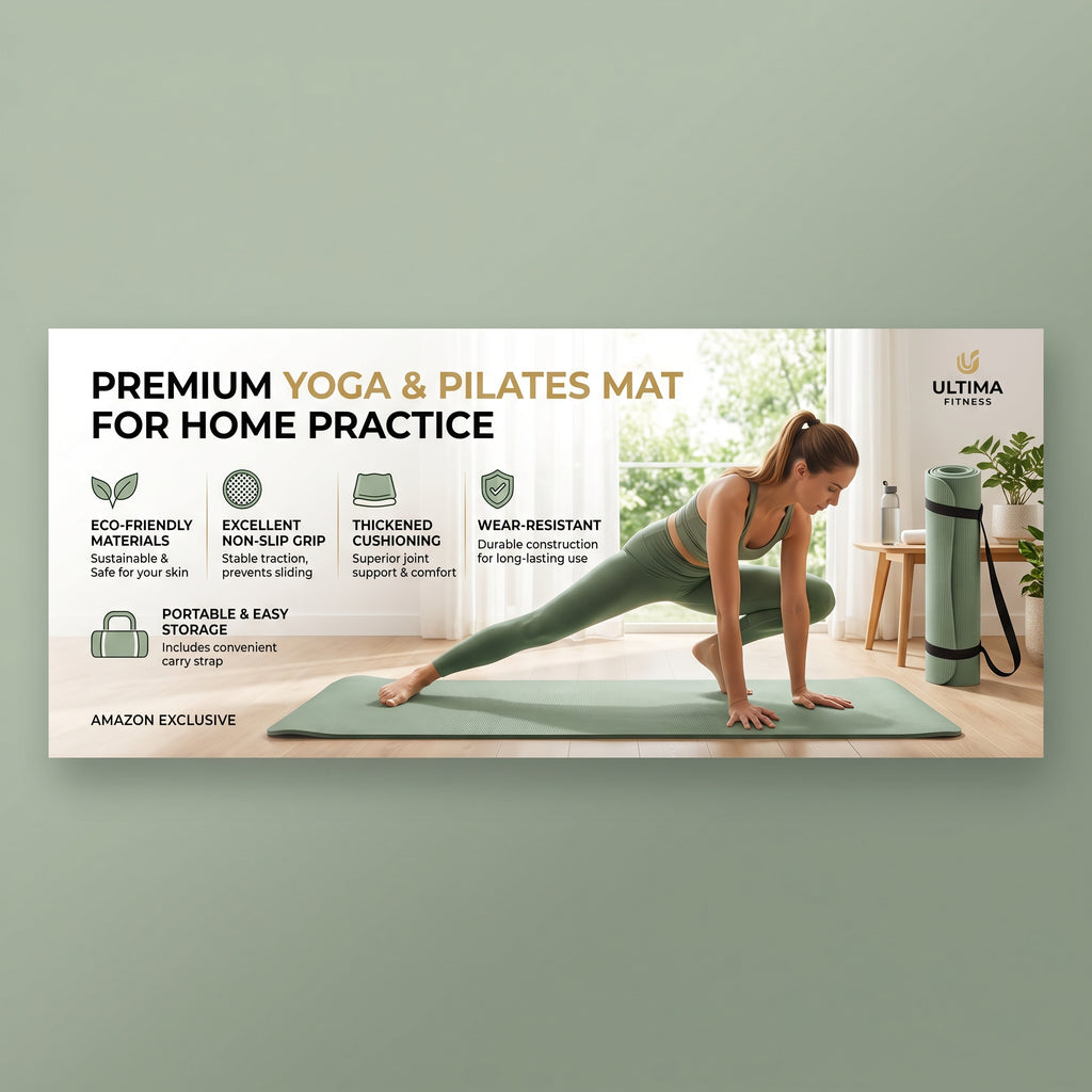 Non-Slip Yoga Mat, Thick Exercise Mat for Yoga, Pilates & Home Workout