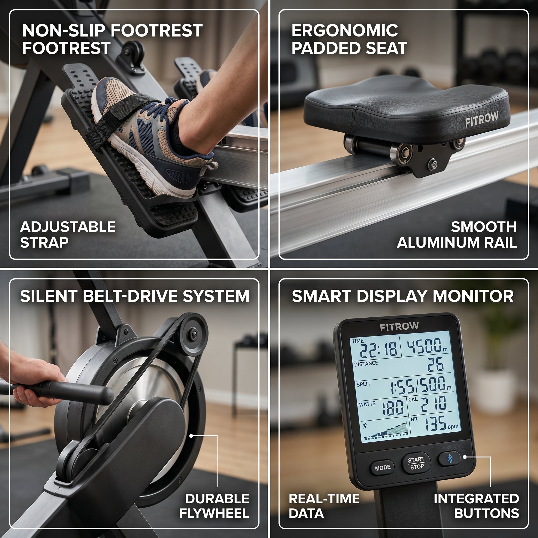Foldable Rowing Machine, Full Body Workout Rower for Home Gym & Cardio Training